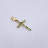 Dije Cruz 1.2gr / 3.1cm / Circones Verdes Oro Amarillo 18K &