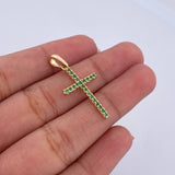 Dije Cruz 1.2gr / 3.1cm / Circones Verdes Oro Amarillo 18K &