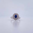 Anillo Solitario Halo 3.75gr / T6 3/4 / Circones Azul Blancos Oro Blanco 18K &