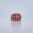 Anillo Poker 9.15gr / T9 1/2 / Circones Fucsias Negros Dos Oros Negro Rosa 18K $