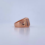 Anillo Poker 9.15gr / T9 1/2 / Circones Fucsias Negros Dos Oros Negro Rosa 18K $