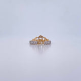 Anillo Corona 15s 1.8gr / T5 1/4 / Circones Blancos Dos Oros Amarillo Blanco 18K &