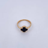 Anillo Trebol 2gr / T6 / Onix Negra Oro Amarillo Nac.Esp. 18K &