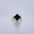 Anillo Trebol  2.8gr / T7 1/2 / Onix Negra Oro Amarillo Nac.Esp. 18K &