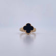 Anillo Trebol 2.85gr / T6 3/4 / Onix Negra Oro Amarillo Nac.Esp. 18K &