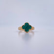Anillo Trebol 2.85gr / T7 3/4 / Malaquita Verde Oro Amarillo Nac.Esp. 18K &