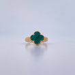 Anillo Trebol 2.75gr / T7 3/4 / Malaquita Verde Oro Amarillo Nac.Esp. 18K &