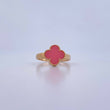 Anillo Trebol 2.5gr / T7 1/4 / Piedra Rosada Oro Amarillo Nac.Esp. 18K &
