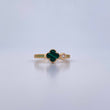 Anillo Trebol Churumbela 2.3gr / T6 1/2 / Malaquita Verde Circones Blanco Verdes Oro Amarillo Nac.Esp. 18K &