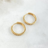 Candongas Carril  1.8gr / 1.1cm Circones Blancos  Oro Amarillo 18K
