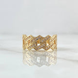 Anillo Cubano 3.6gr / T5 1/2 / Circones Blancos Oro Amarillo 18K