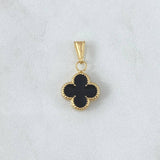 Dije Trébol VCyA 0.95gr / 2.3cm / Resina Negra Cargador Bordeado Oro Amarillo 18K ©
