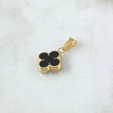 Dije Trébol VCyA 0.95gr / 2.3cm / Resina Negra Cargador Bordeado Oro Amarillo 18K ©