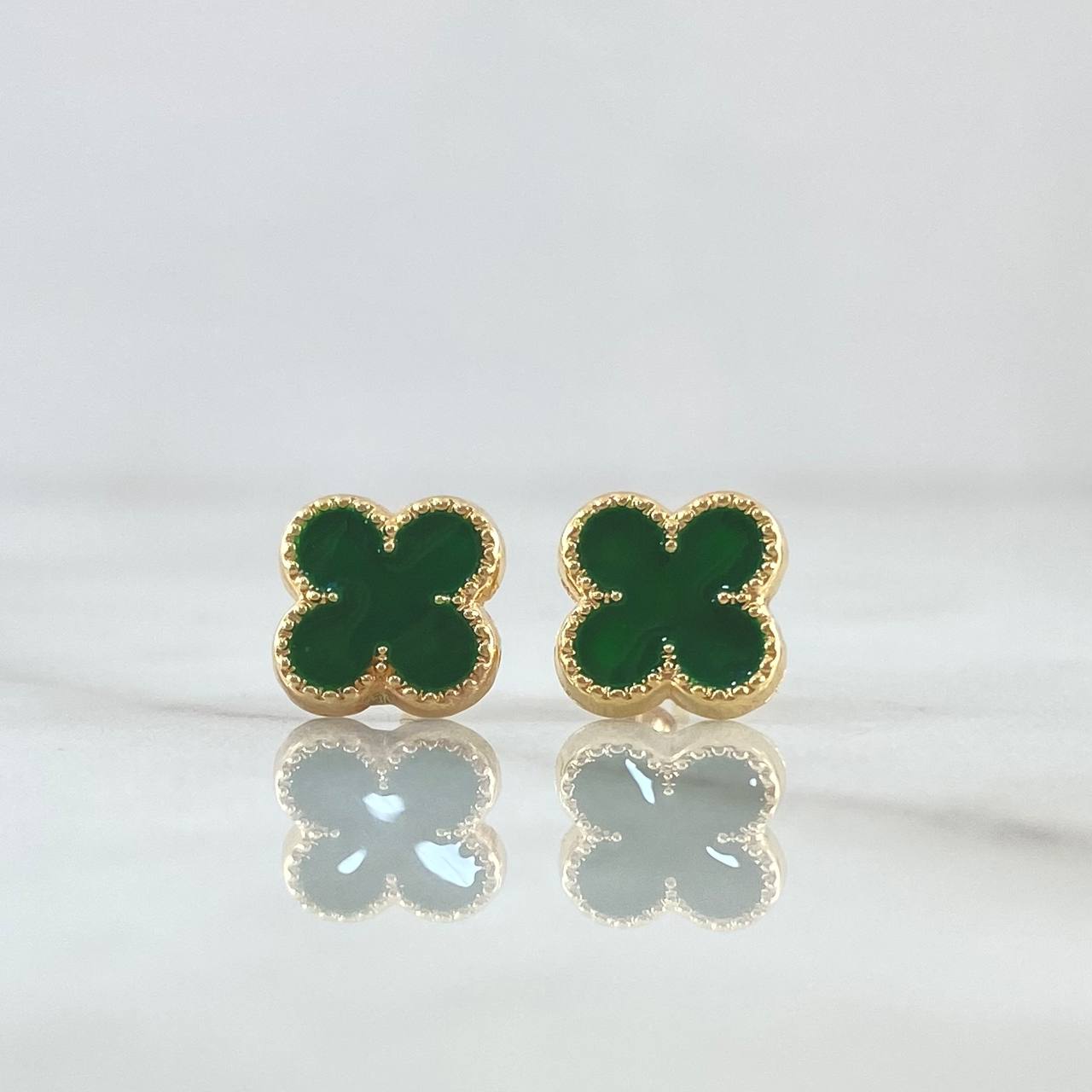 Topos Trébol VCyA 1.3gr / 8mm Resina Verde Oro Amarillo 18K
