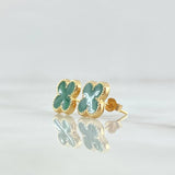 Topos Trébol VCyA 1.3gr / 8mm Resina Verde Oro Amarillo 18K