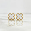 Topos Trébol VCyA 1.35gr / 9mm Resina Blanca Broche Mariposa Oro Amarillo 18K