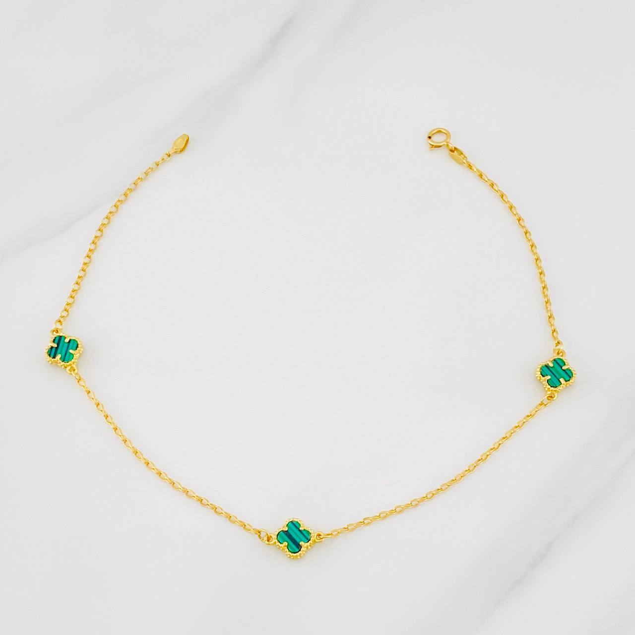 Tobillera Rolo Trebol 3.15g / 25cm / 1.4mm Oro Amarillo 18K