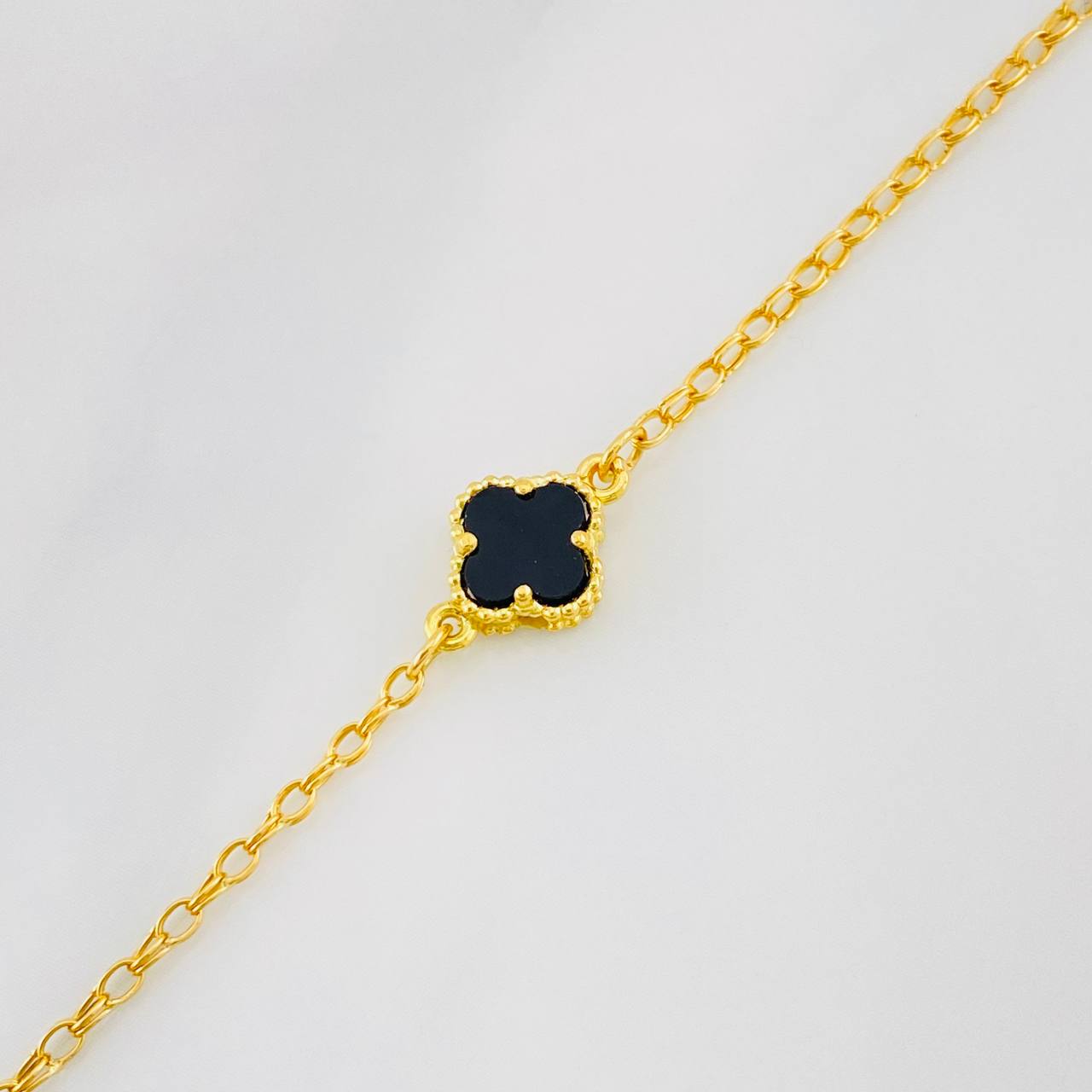 Tobillera Rolo Trebol 3.2g / 25cm / 1.4mm Oro Amarillo 18K