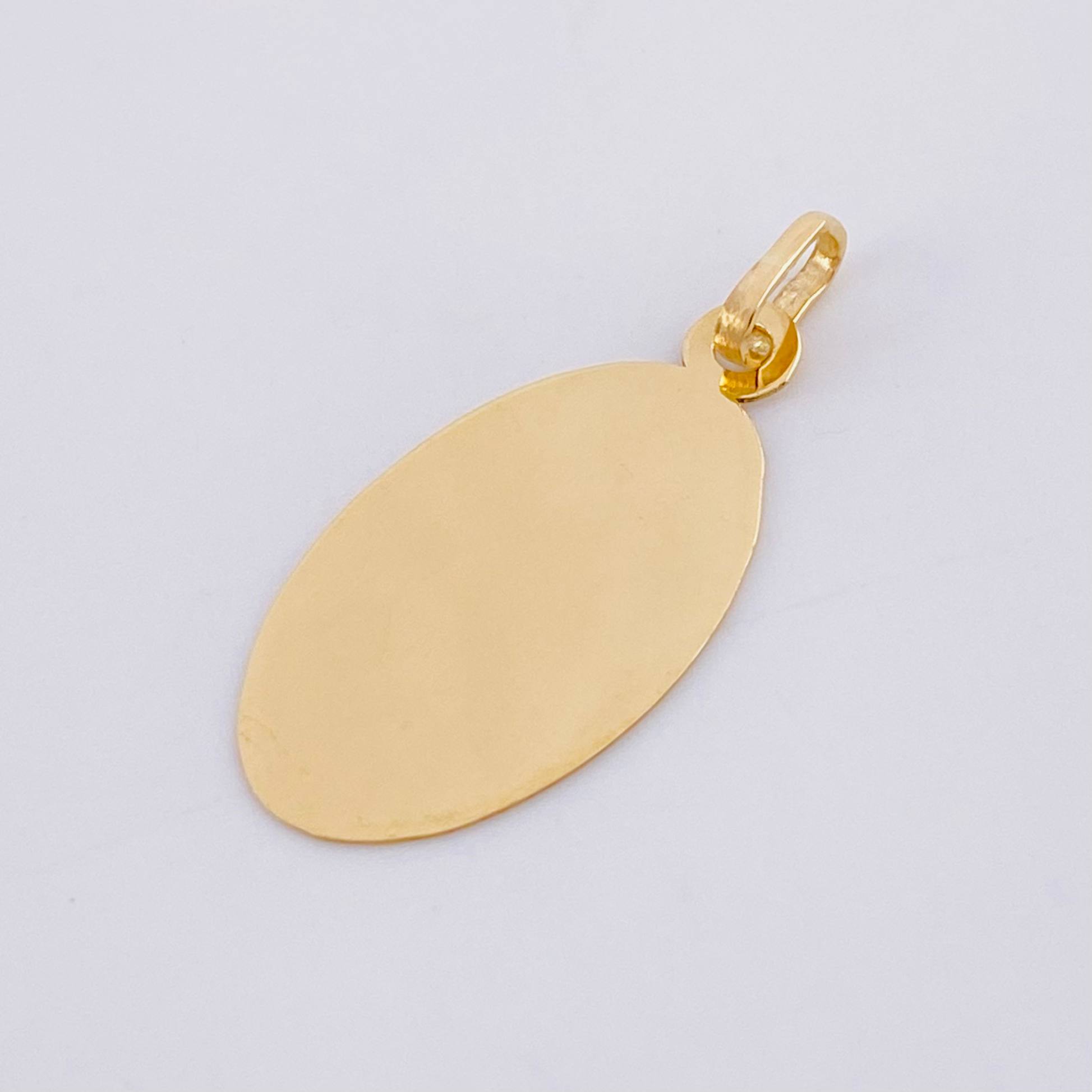 Dije Placa Ovalada 0.9g / 2.6cm Oro Amarillo 18K