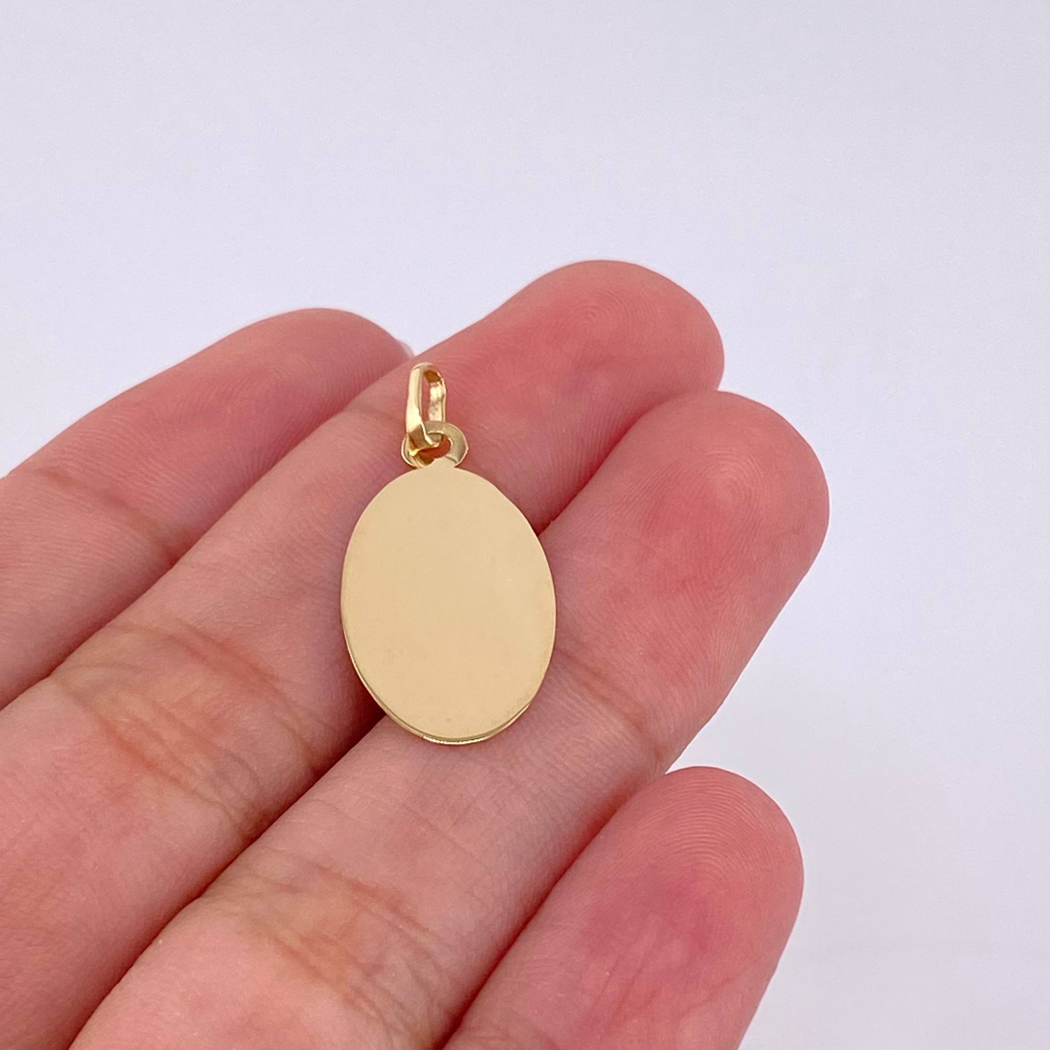 Dije Placa Ovalada 0.85g / 2.6cm Oro Amarillo 18K