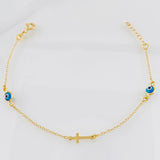 Pulso Modulable Aro Seguido Cruz 1.4g / 15.5cm - 17cm / 1.3mm Oro Amarillo 18K