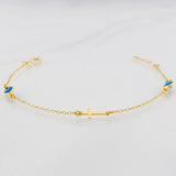 Pulso Modulable Aro Seguido Cruz 1.4g / 15.5cm - 17cm / 1.3mm Oro Amarillo 18K