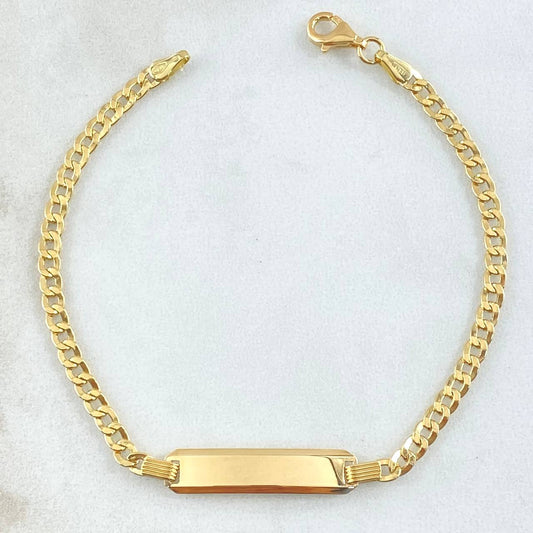 Pulso Cubano Placa Rectangular 3.6gr / 18.5cm / 3.2mm Oro Amarillo +0 18K