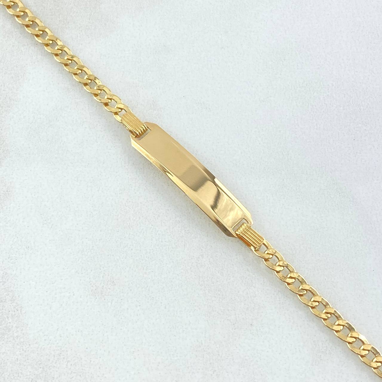 Pulso Cubano Placa Rectangular 3.6gr / 18.5cm / 3.2mm Oro Amarillo +0 18K