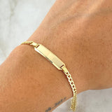 Pulso Cubano Placa Rectangular 3.7gr / 19cm / 3.3mm Oro Amarillo +0 18K