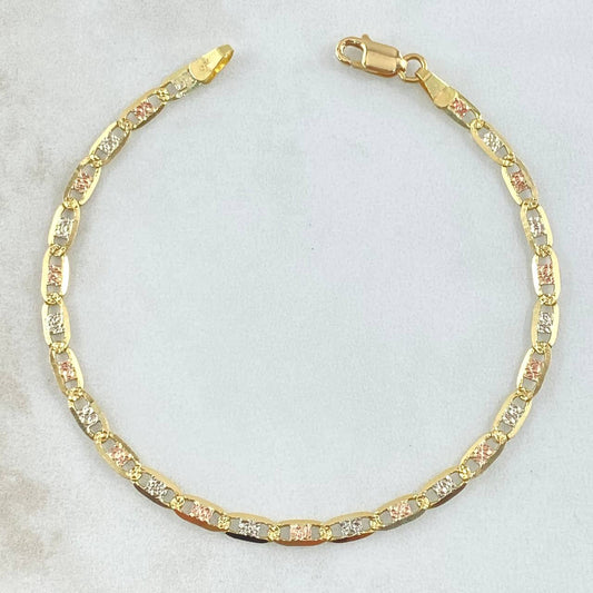 Pulso Escalera 4.2gr / 19cm / 3.3mm Diamantada Tres Oros +3 18K ©