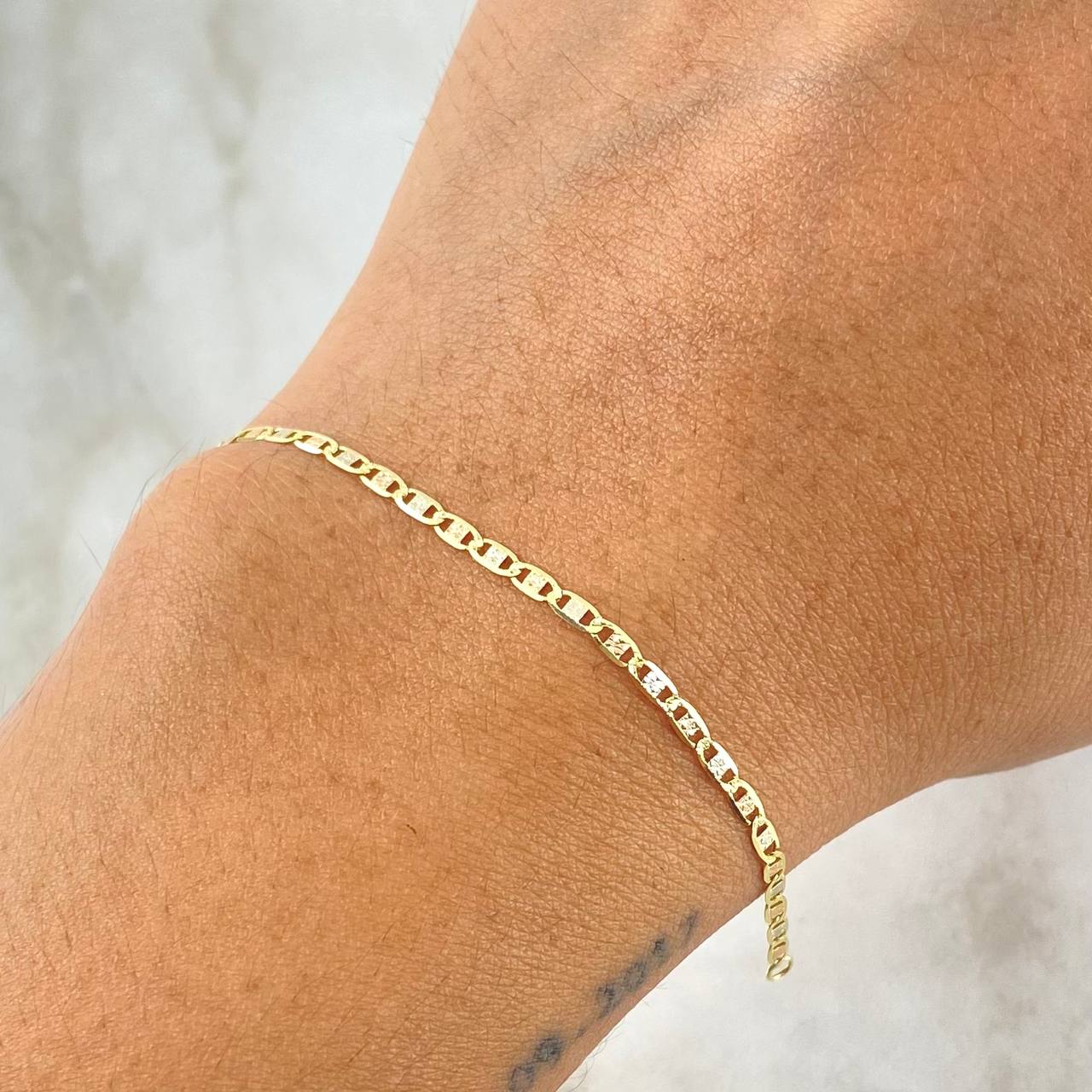 Pulso Escalera 1.5gr / 19cm / 1.9mm Diamantada Tres Oros +3 18K *