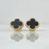 Topos Trebol 3.25gr / 10.6mm Borde Punteado Reina Negra Oro Amarillo Nac.Esp. 18K