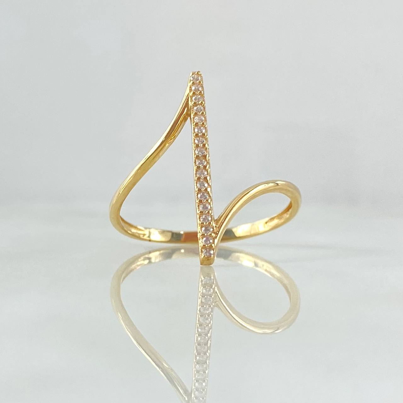 Anillo Linea Perpendicular 1.5gr / T5 1/2 / Circones Blancos Oro Amarillo 18K