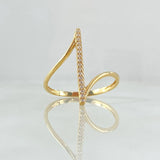 Anillo Linea Perpendicular 1.5gr / T5 1/2 / Circones Blancos Oro Amarillo 18K