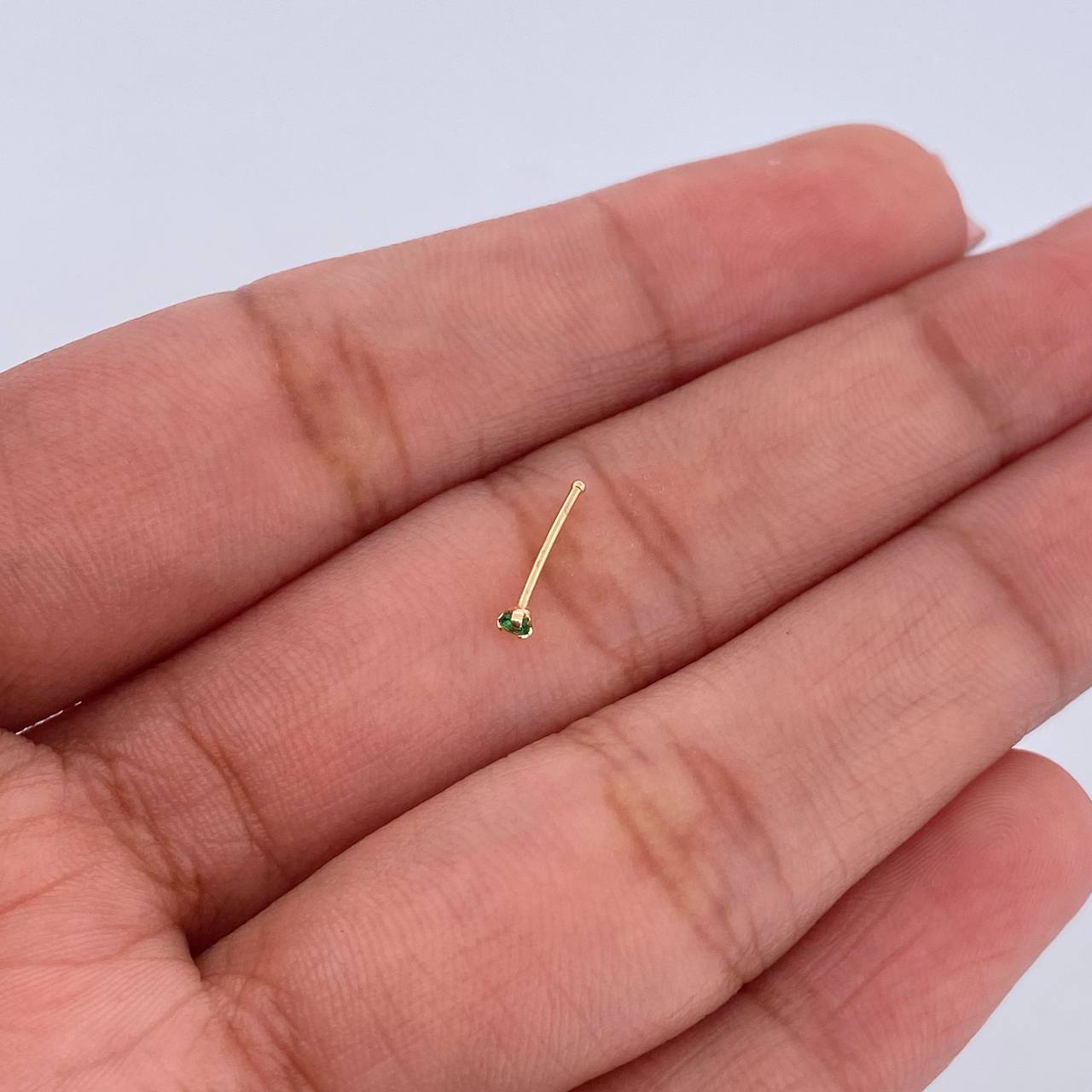 Piercing Chispa Recta 0.05gr / 1cm / Circon Verde Oro Amarillo 18K (Joya) &