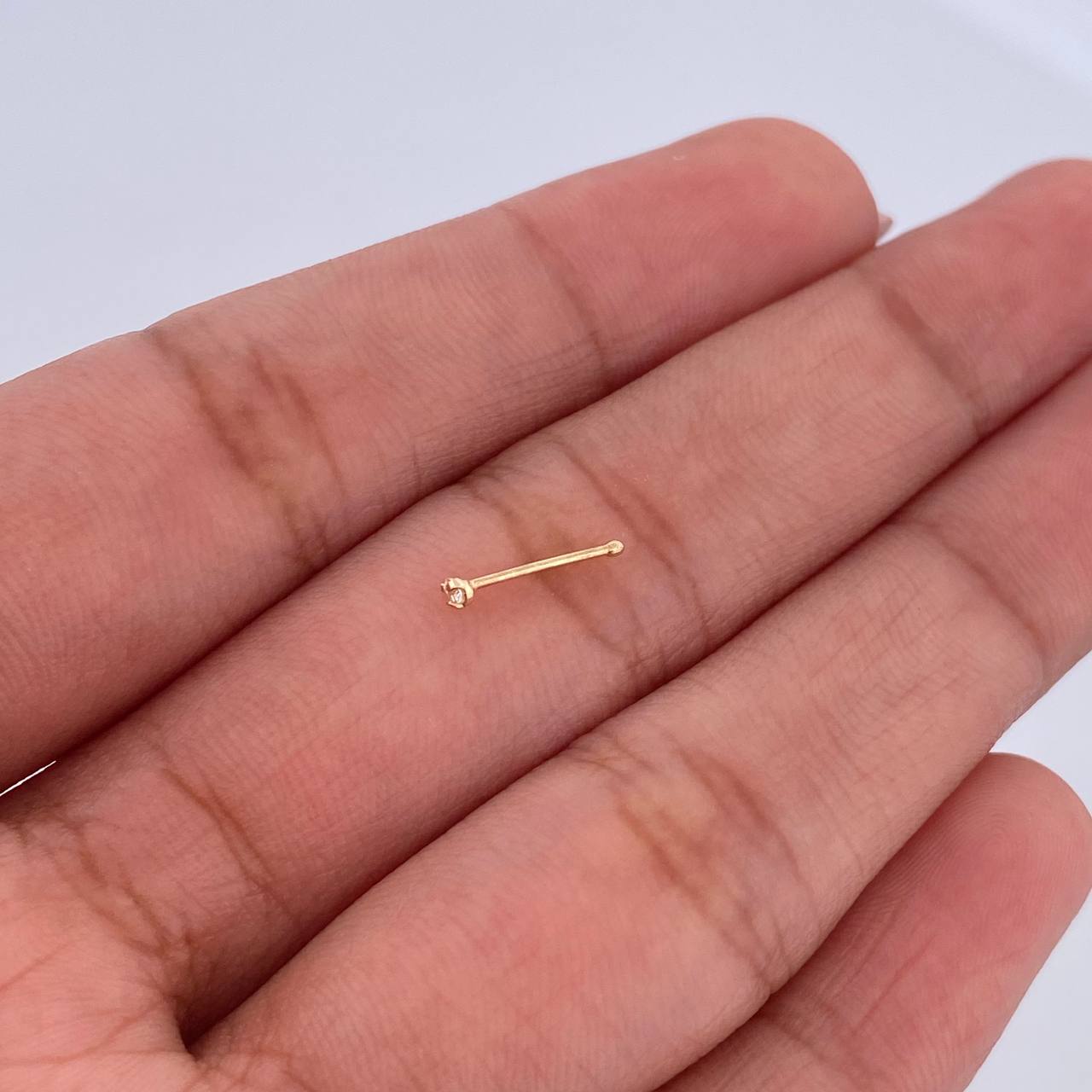 Piercing Chispa Recta 0.05gr / 1cm / Circon Blanco Oro Amarillo 18K (Joya) &