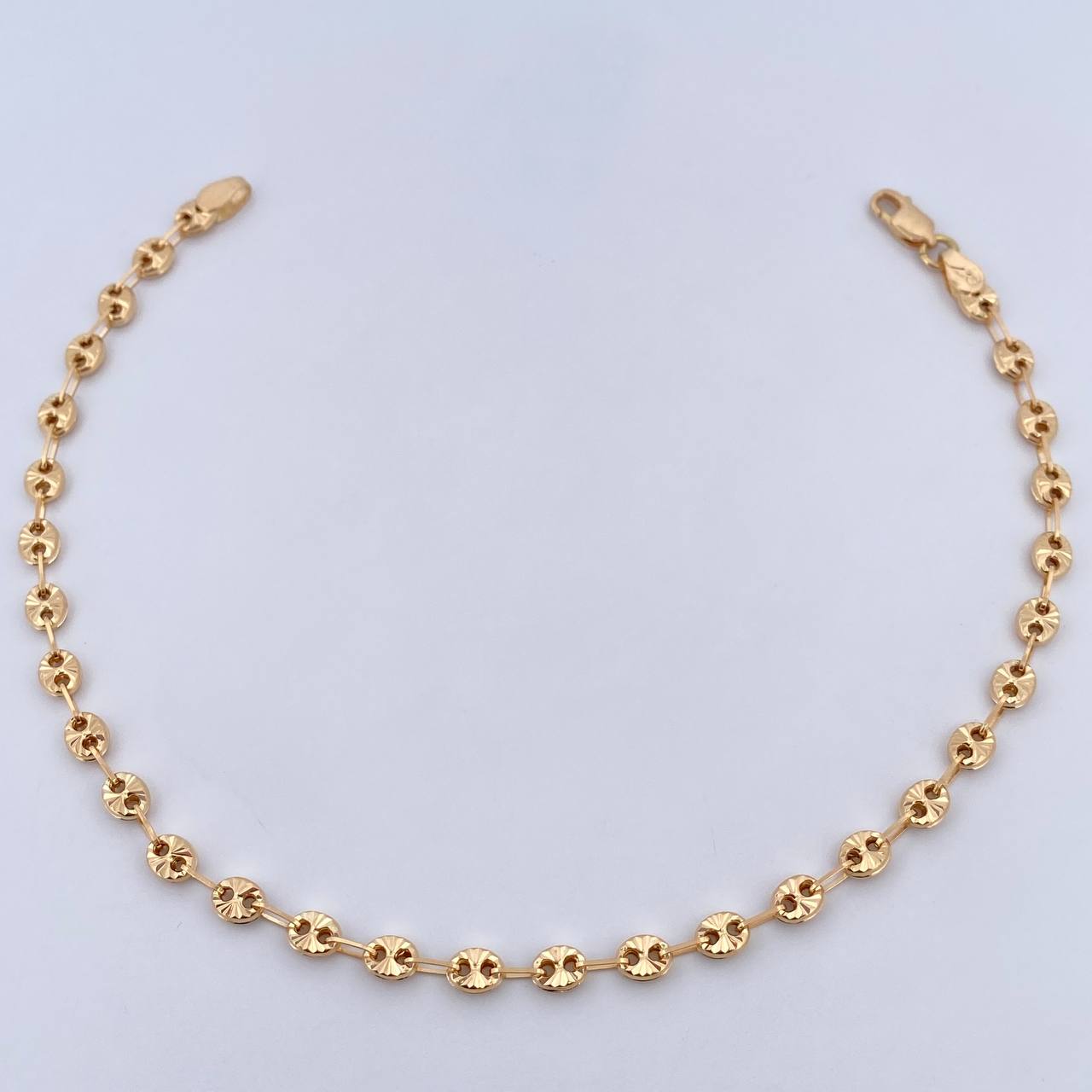 Tobillera GC 5.2gr / 25.6cm / 4mm Diamantado Oro Amarillo 18K $