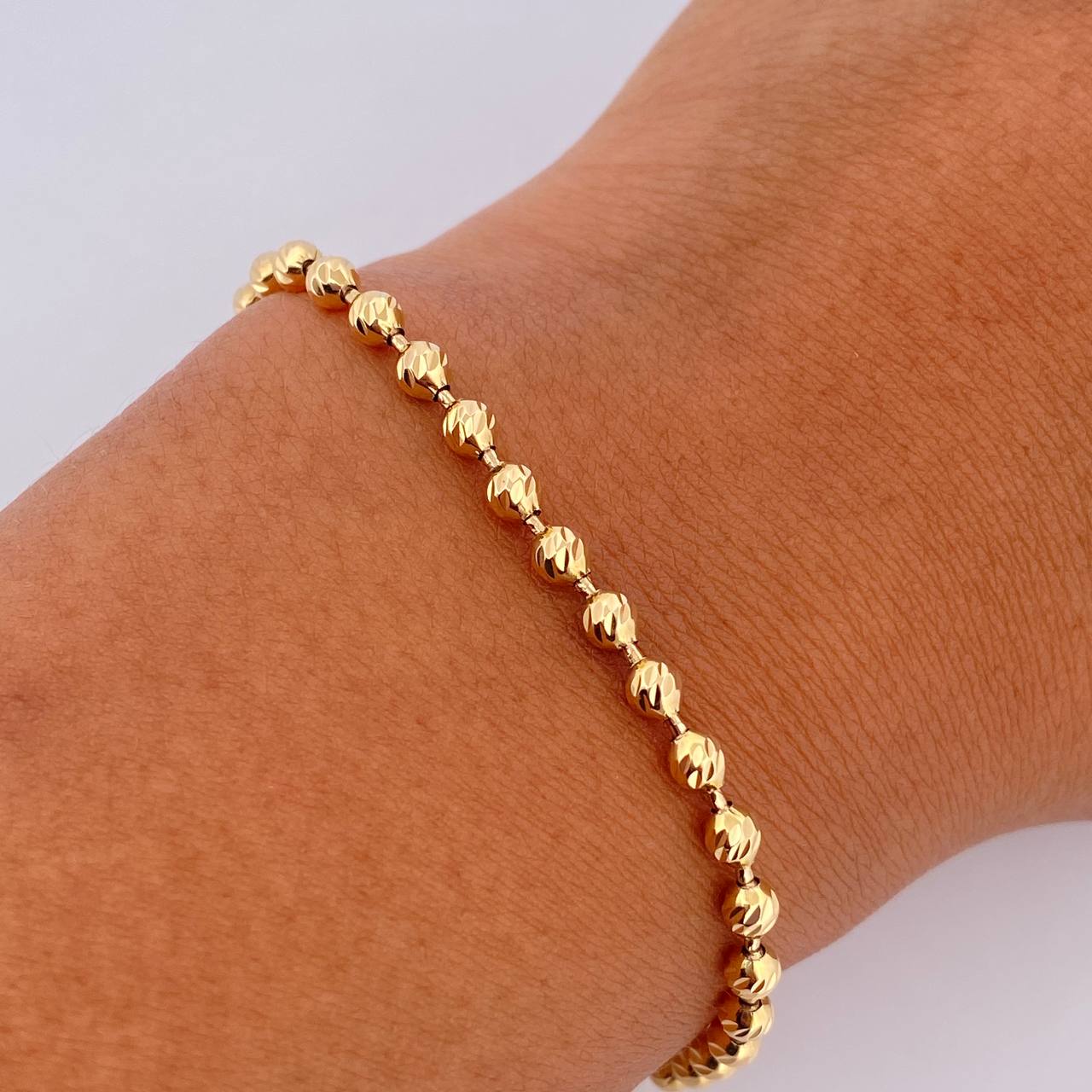 Pulso Militar 6.85gr / 21cm / 3mm Diamantanda Oro Amarillo 18K $