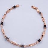 Pulso Rustico Barril 3.75gr / 21cm / 3.8mm Cauchos Negros Oro Rosa 18K $