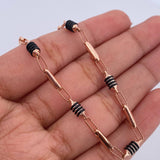Pulso Rustico Barril 3.75gr / 21cm / 3.8mm Cauchos Negros Oro Rosa 18K $