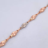 Pulso Rustico Eslabon 5.05gr / 22.5cm / 5.2mm Diamantado Dos Oros Blanco Rosa 18K $