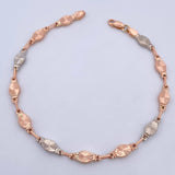 Tobillera Eslabon 5.75gr / 26.1cm / 5.4mm Diamantado Dos Oros Blanco Rosa 18K &