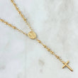 Rosario GC Virgen Milagrosa 7.55gr / 60cm / 3.4mm Diamantada Cruz Puntas Planas Oro Amarillo 18K