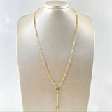 Rosario GC Virgen Milagrosa 7.55gr / 60cm / 3.4mm Diamantada Cruz Puntas Planas Oro Amarillo 18K
