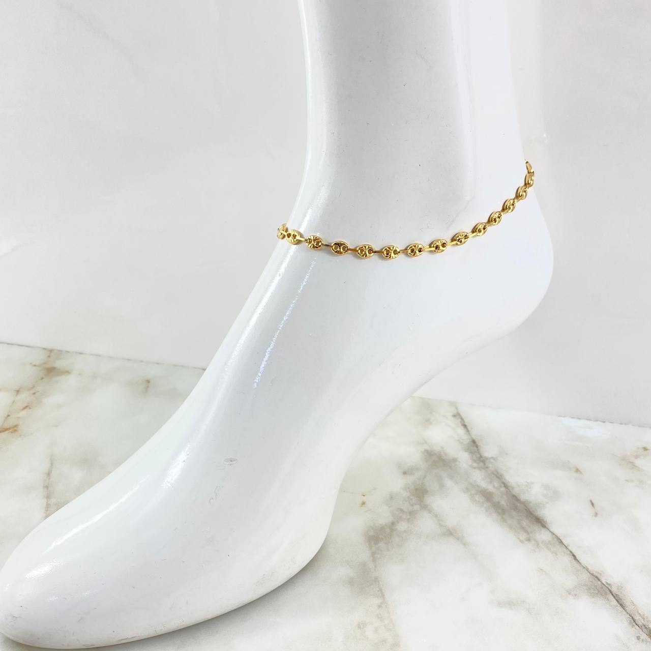 Tobillera GC 6.65gr / 29cm / 4.9mm Diamantada Oro Amarillo 18K *