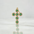 Dije Cruz Tupida 1.85gr / 2.8cm / Circones Blancos Y Verdes Oro Amarillo 18K