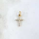 Dije Cruz Basteada 0.45gr / 2.4cm / Circones Blancos Oro Amarillo 18K ©