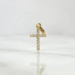 Dije Cruz Basteada 0.45gr / 2.4cm / Circones Blancos Oro Amarillo 18K ©
