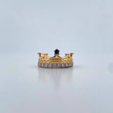 Anillo Corona Corazon 4.05gr / T6 1/2 / Circones Blancos Azul Dos Oros Amarillo Blanco 18K $