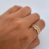 Anillo Corona Corazon 4.05gr / T6 1/2 / Circones Blancos Azul Dos Oros Amarillo Blanco 18K $